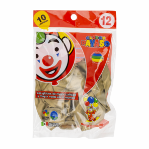 Globo N12 Metálico Oro Funda GLOBOS PAYASO X 10 Uds