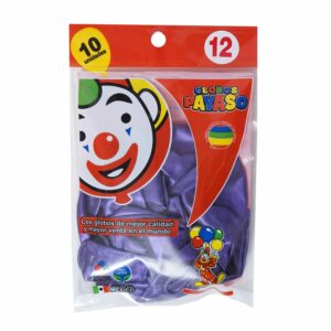 Globo Metálico Morado Funda GLOBOS PAYASO X 10 Uds