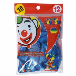 Globo Payaso N.12 Metálico Azul Funda GLOBOS PAYASO X 10 Unidades