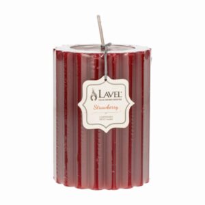 Vela Decorativa Acanalada Redonda Color Rojo LAVEL 10 X 7 Cm