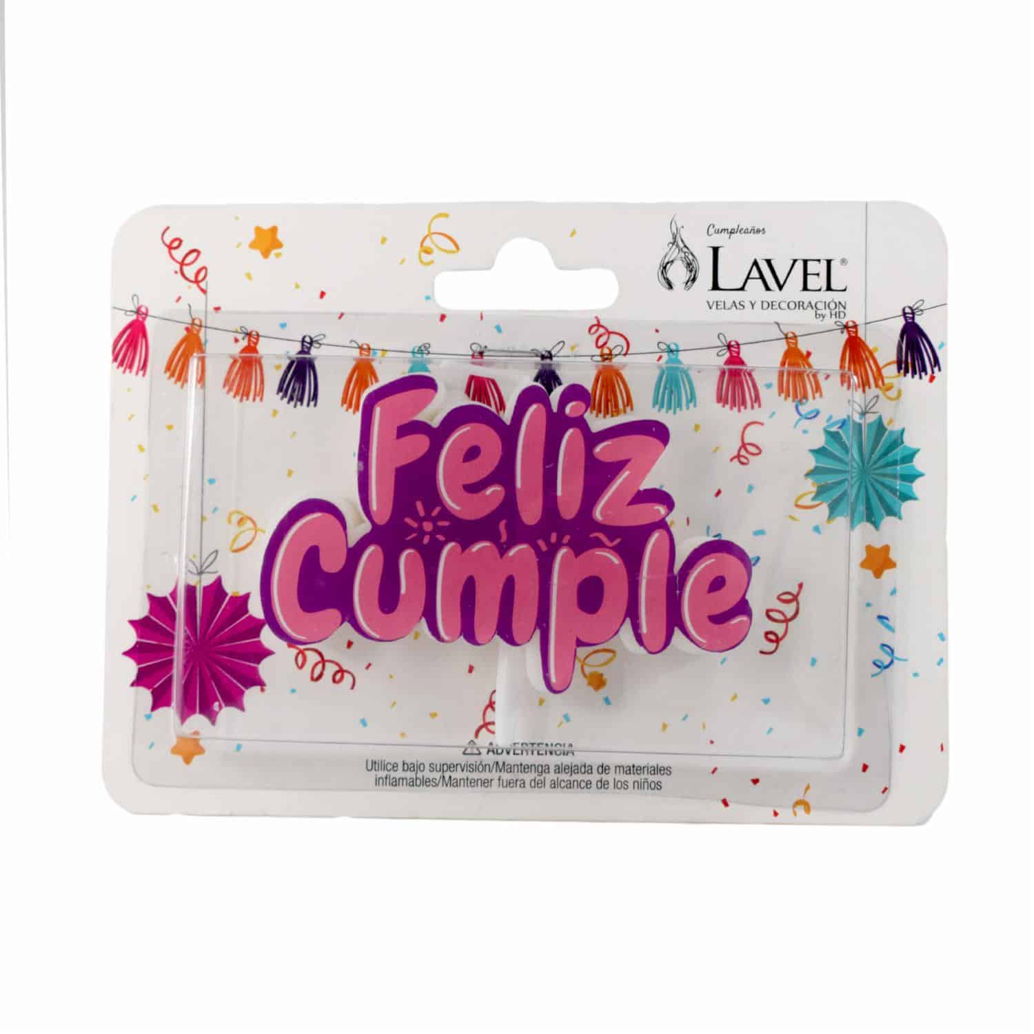Vela Cumpleaños Feliz Cumple Morado LAVEL 11,2 X 15,3 - Imagen 2