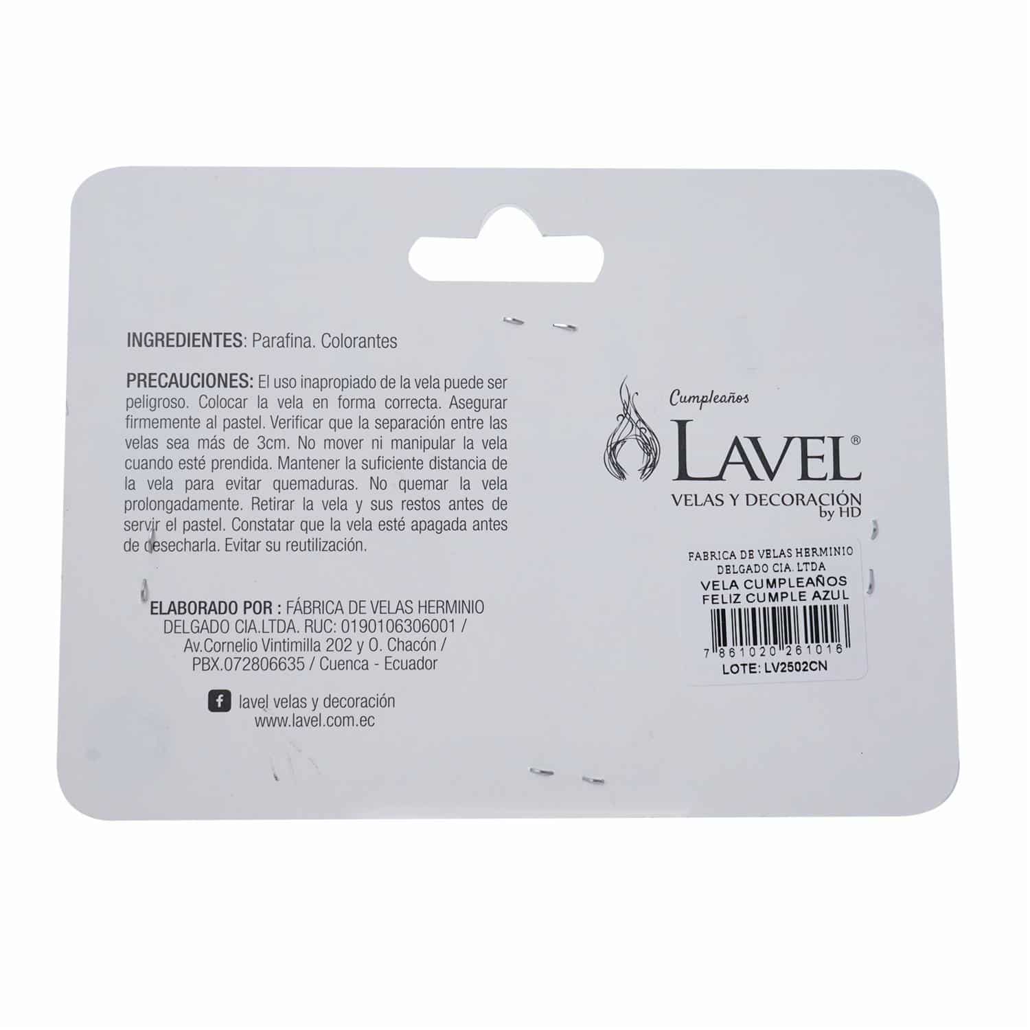 Vela Cumpleaños Feliz Cumple Azul LAVEL 11,2 X 15,3 - Imagen 2