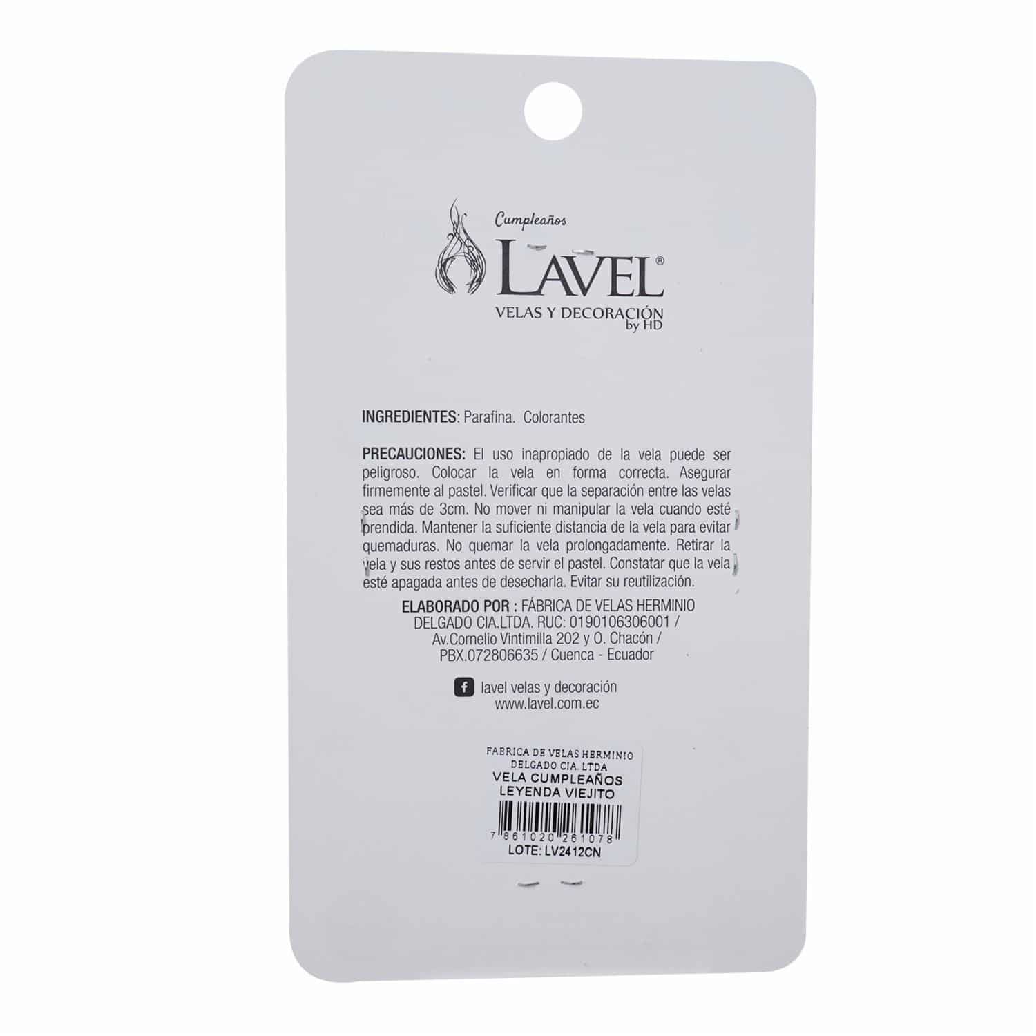 Vela Cumpleaños Leyenda Viejito LAVEL 17,7 X 10,2 - Imagen 2
