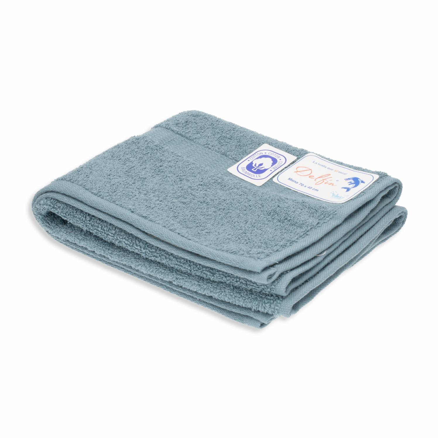 Toalla De Baño Pequeña Azul Petróleo Claro DELFÍN 40 X 70 Cm - Imagen 2