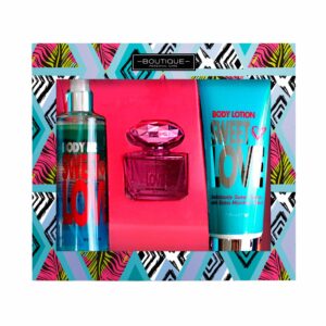 Set Corporal Sweet Love Body Lotion+Body Mist+Perfume BOUTIQUE Estuche Tipo Regalo
