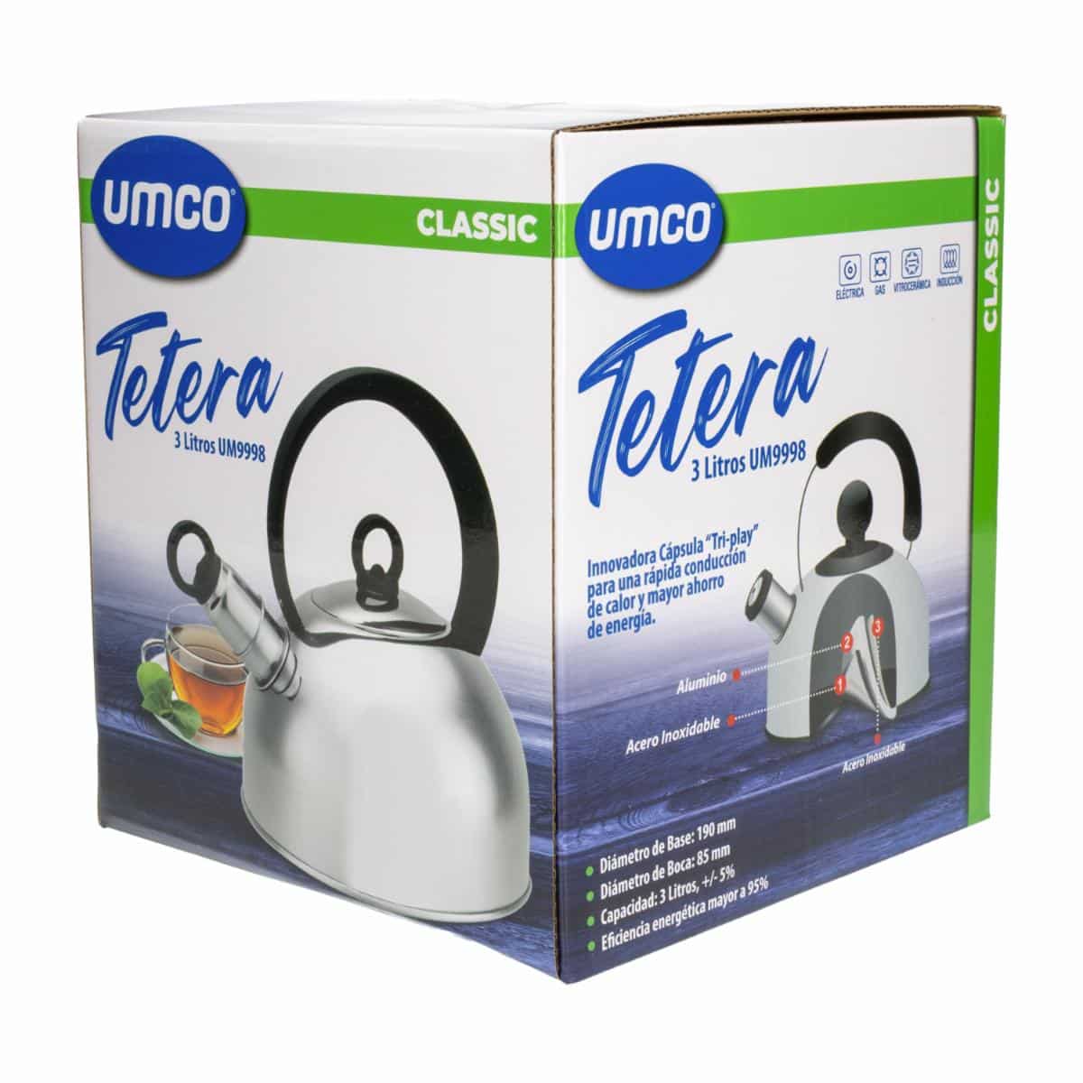 Tetera De Acero Inoxidable Tri Play UMCO 3 L - Imagen 3