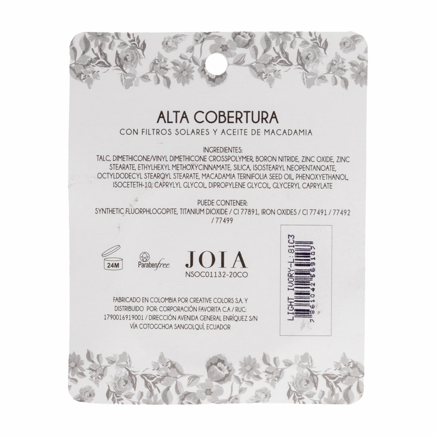 Polvo Compacto Tono Light Ivory JOIA Unidad