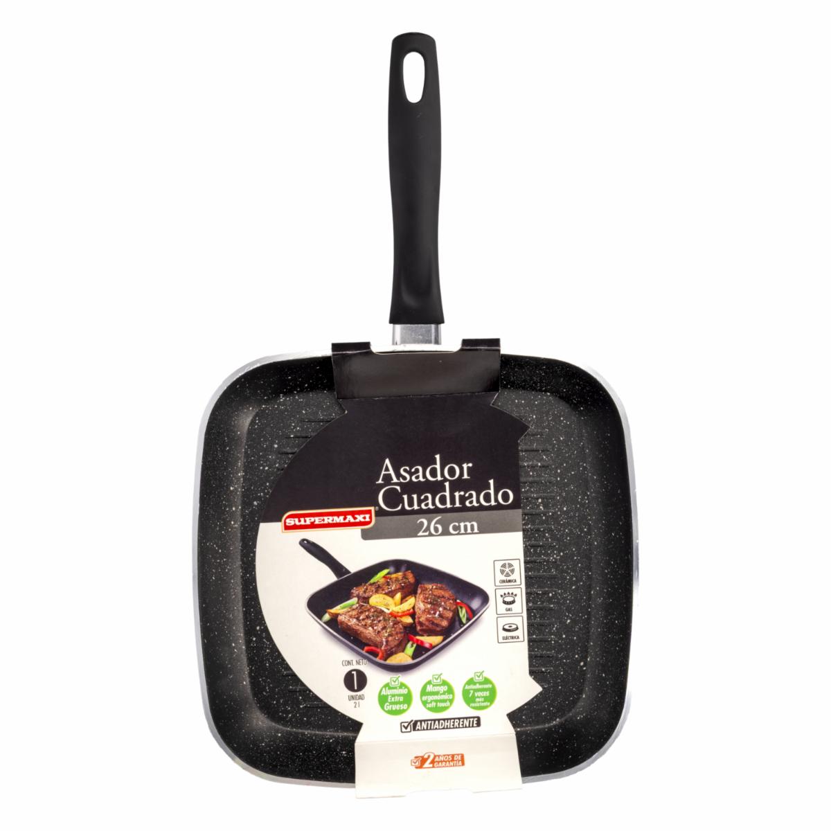 Asador Cuadrado Negro Brillante SUPERMAXI Unidad
