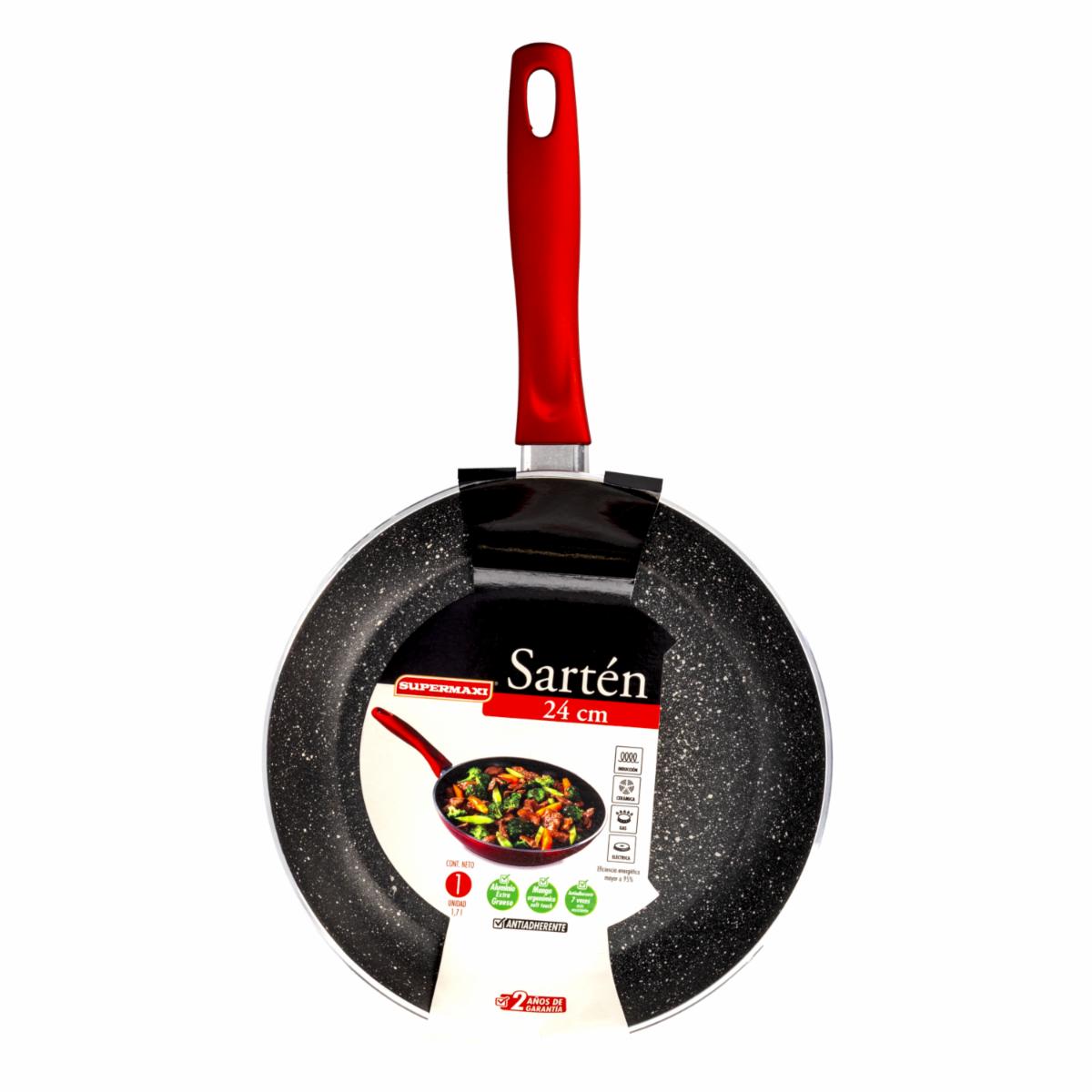 Sartén Forjado Para Inducción Color Rojo Brillante SUPERMAXI 24 Cm