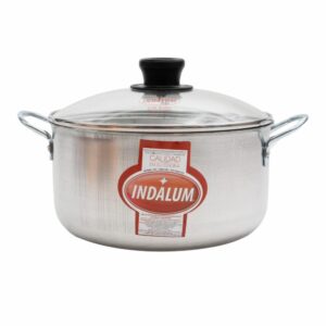 Caldero Recortado Brillado Con Tapa De Vidrio INDALUM Unidad