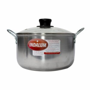 Caldero Recortado Brillado Con Tapa De Vidrio INDALUM Unidad