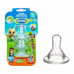 Tetina Antigoteo De Flujo Lento Cuello Estándar 0-6 M CARLITOS Pack X 3 Uds