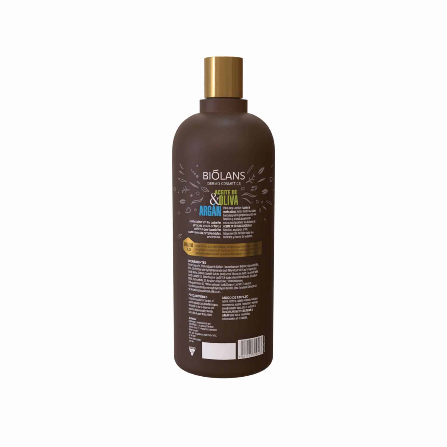 Shampoo De Cabello Aceite de Oliva & Argán BIÓLANS 750 Ml - Imagen 2