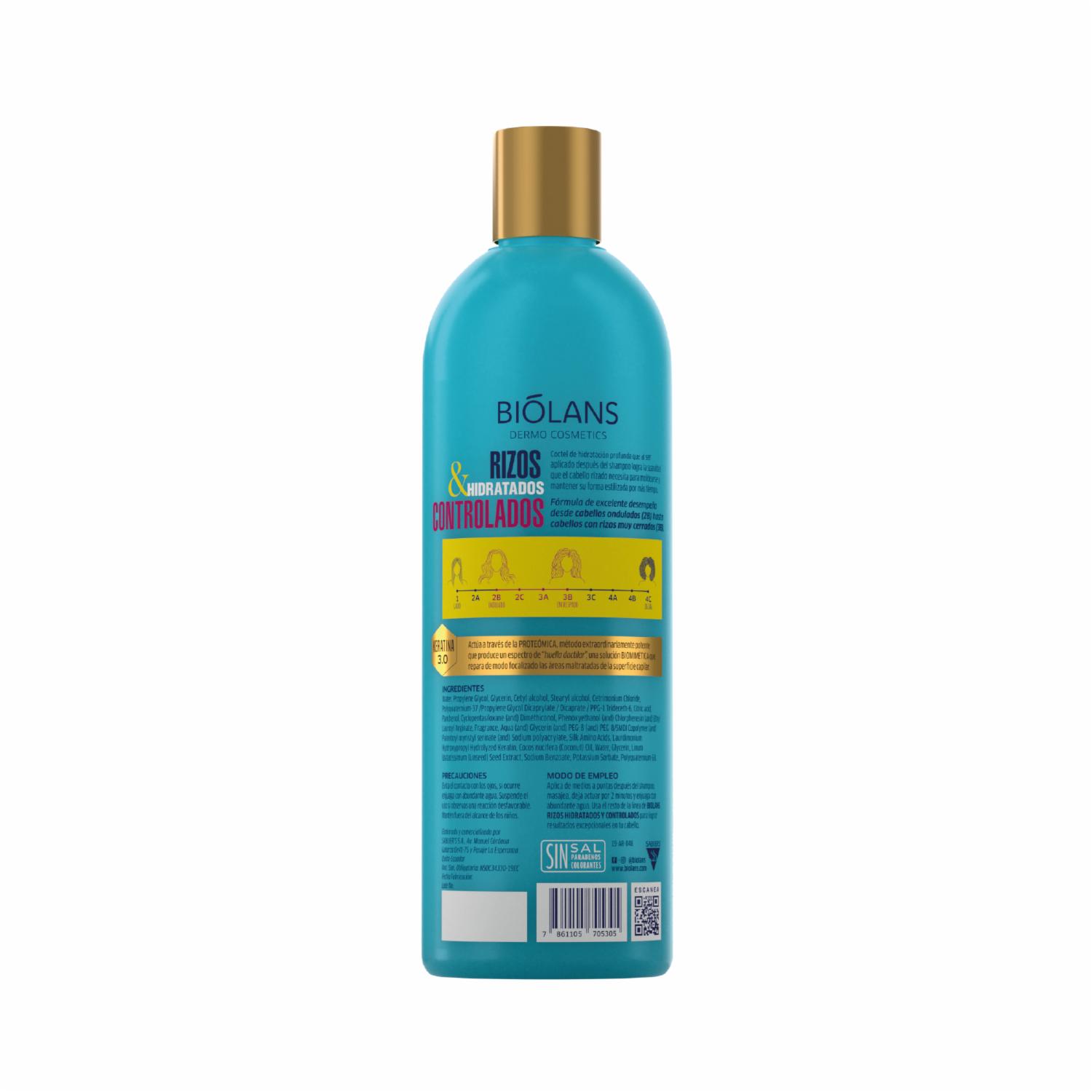 Acondicionador De Cabello Rizos Hidratados & Controlados BIÓLANS 500 Ml