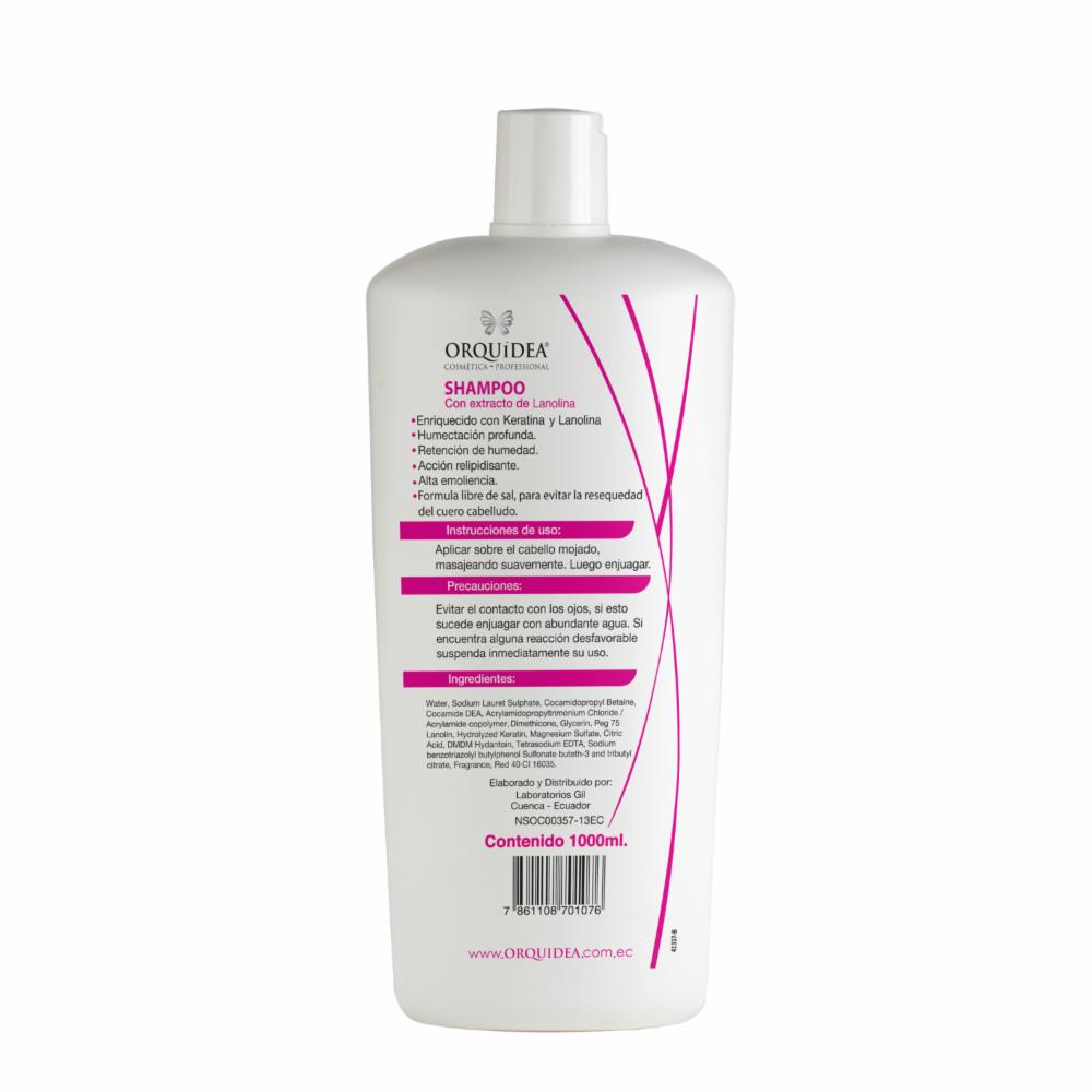 Shampoo Capilar Lanolina + Keratina Libre De Sal ORQUÍDEA 1000 Ml - Imagen 2