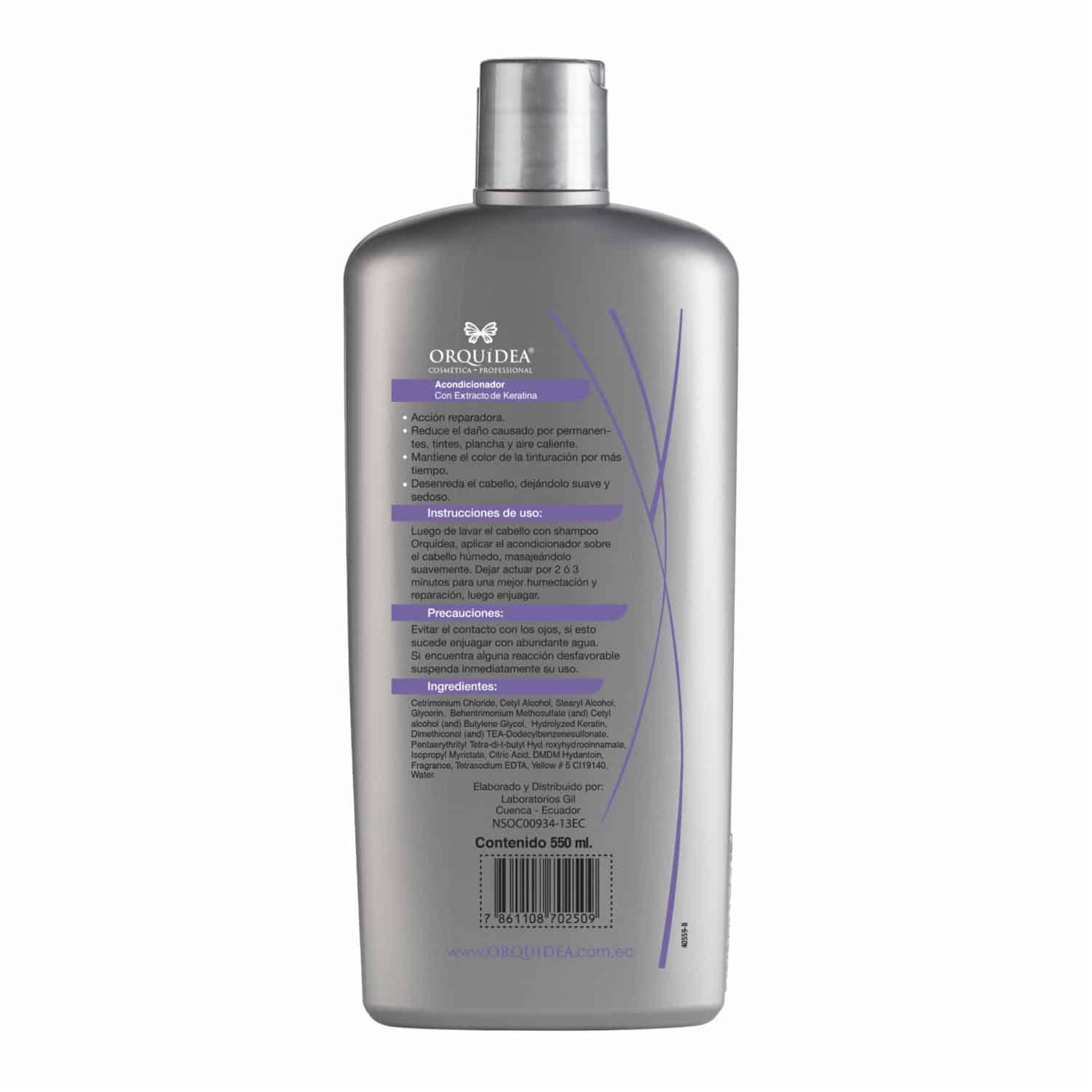 Acondicionador Capilar Keratina Libre De Sal ORQUÍDEA 550 Ml - Imagen 2