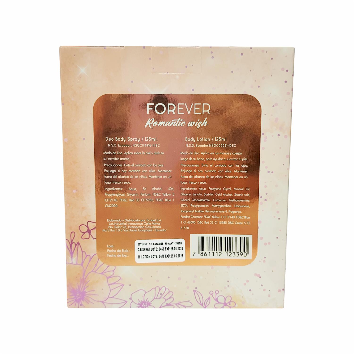 Set Para Dama Metaliza.Paradise Romantic Wish FOREVER 2 X 125 Ml