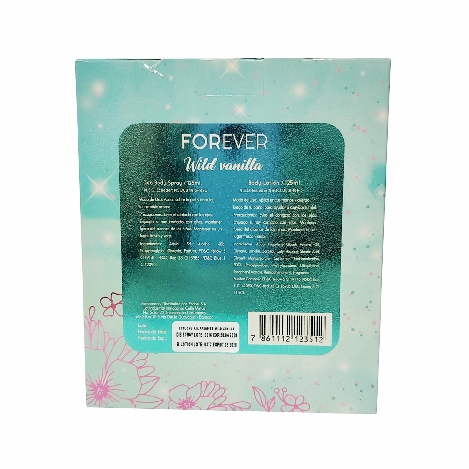 Set Para Dama Metalizado Paradise Wild Vanilla FOREVER 2 X 125 Ml
