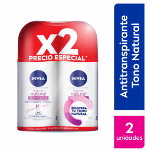 Desodorante En Roll-on Para Dama Tono Natural Efecto Satín NIVEA Pack X2 X 50 Ml