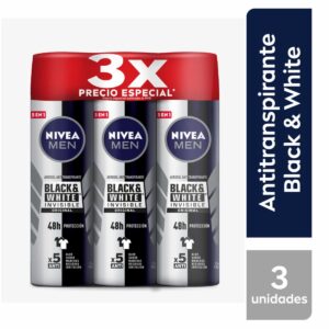 Desodorante En Spray Para Caballero Invisible Black & White NIVEA MEN Pack X3 X 150 Ml