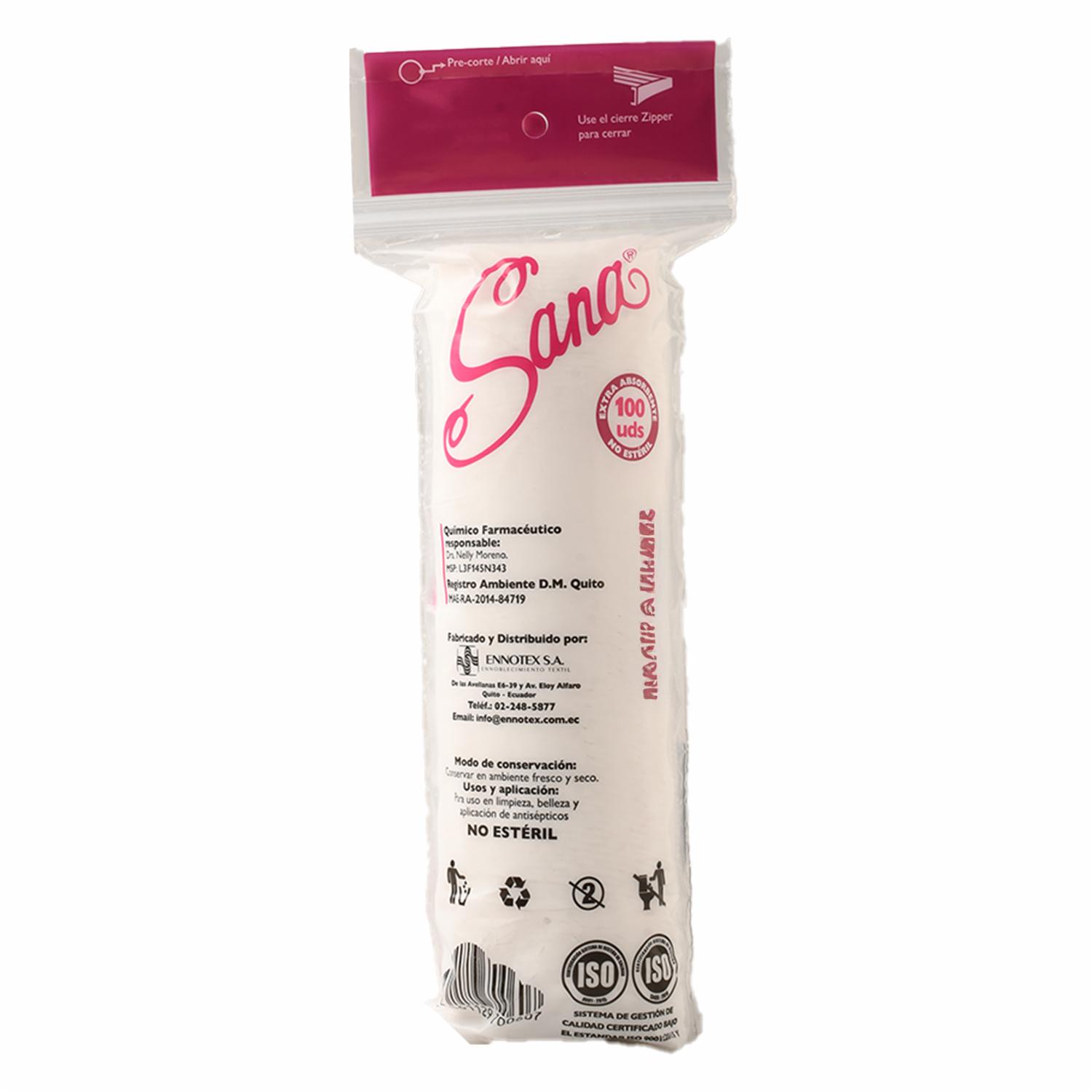 Discos Desmaquillantes De Algodón SANA 100 Uds