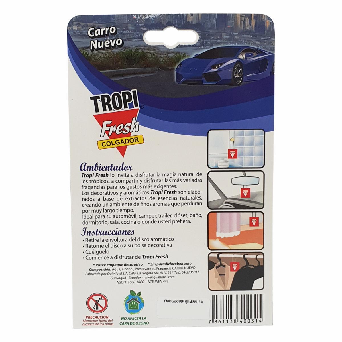 Ambiental Para Auto Con Colgador Aroma Carro Nuevo TROPI FRESH X 2 Uds