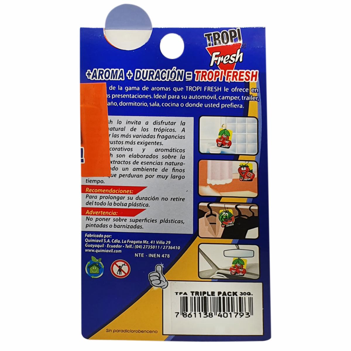 Ambiental Para Auto Con Colgador Diseño Carro TROPI FRESH 3 X 10 G