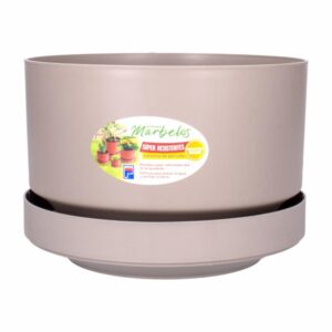 Macetero Pequeño Marbelo Taupe Con Base PLAPASA Pequeño