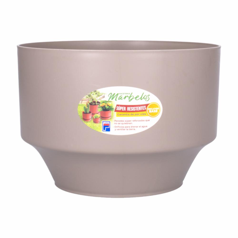 Macetero Pequeño Marbelo Taupe Con Base PLAPASA Pequeño - Imagen 2
