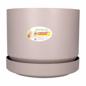 Macetero Maxi Marbelo Taupe Con Base PLAPASA Grande