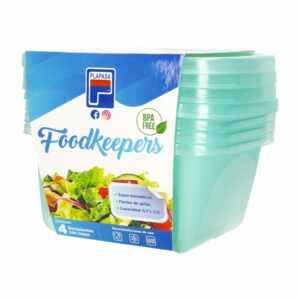 Set Reposteros Foodkeepers Con Tapa Verde Perlado Viva Color PLAPASA 0,7 Litros X 4