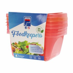 Set Reposteros Foodkeepers Con Tapa Rojo Laser Viva Color PLAPASA 0,7 Litros X 4