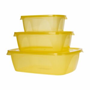 Set Reposteros Rectangular Foodkeepers Con Tapa Ambar PLAPASA 3 Piezas