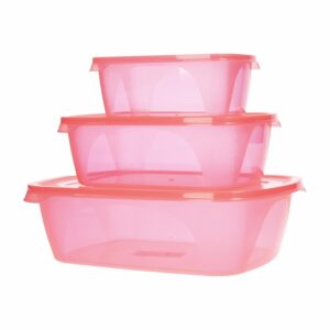 Set Reposteros Rectangular Foodkeepers Con Tapa Rojo Laser PLAPASA 3 Piezas