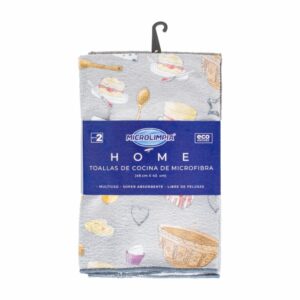 Set Paños De Cocina Londres Pasteles MICROLIMPIA 2 Piezas