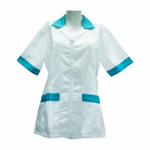 Chaqueta De Uniforme Lady Blanco Con Verde Agua Manga Corta EL UNIFORME Talla Grande