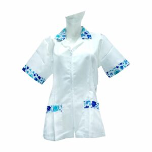Chaqueta De Uniforme Lady Mariposa Blanco Con Verde Agua Manga Corta EL UNIFORME