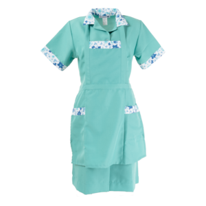 Uniforme Vestido Con Detantal Verde Agua Con Flores EL UNIFORME