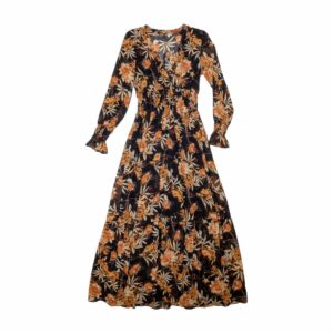 Vestido Largo Estampado Negro TREND & STYLE