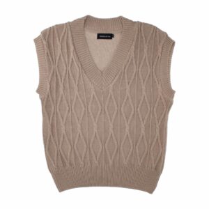 Chaleco Tejido Cuello En V Habano TREND & STYLE