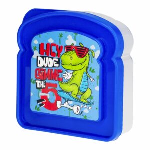 Recipiente Sanduchero Dino Azul CASA PICA 13 X 13 Cm