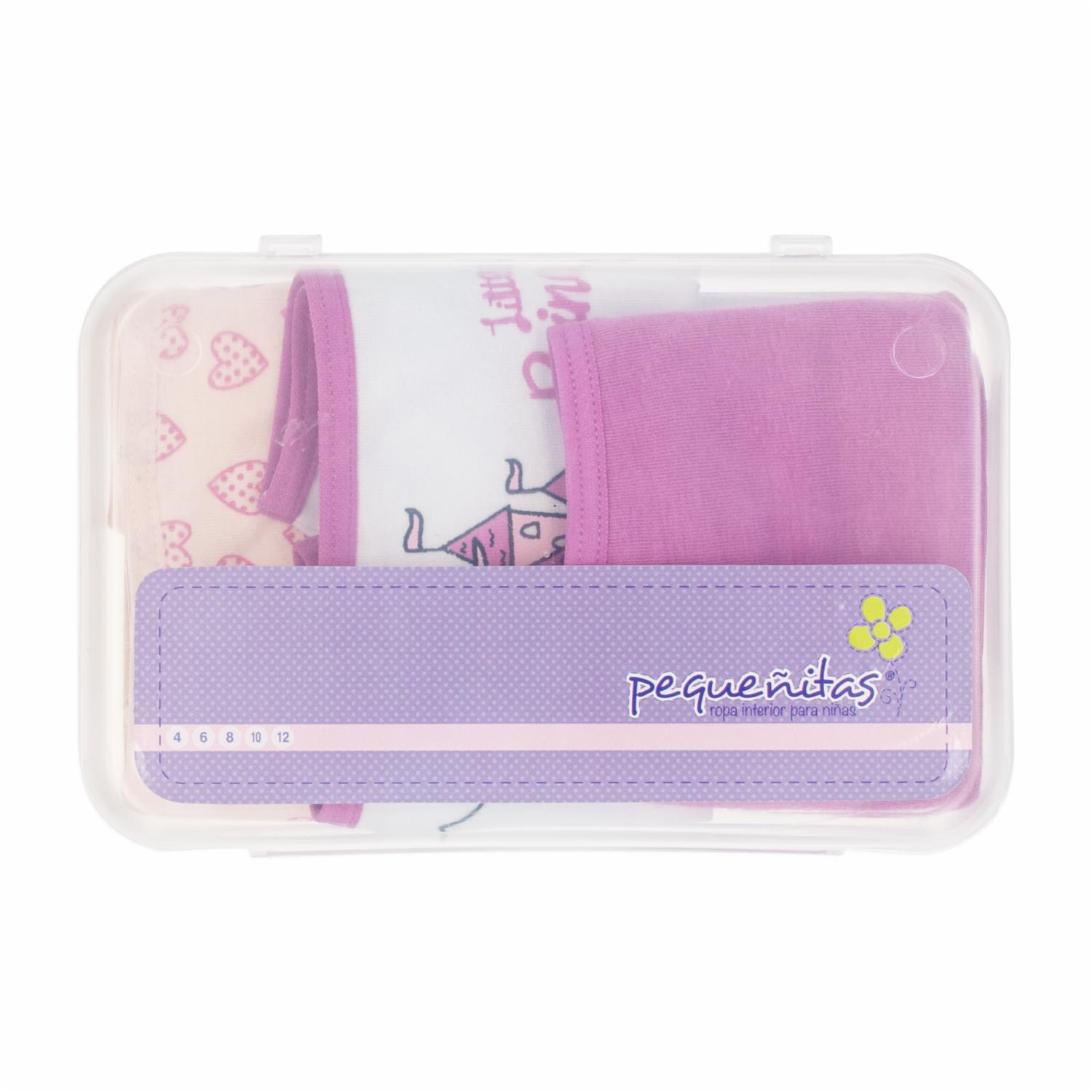 Panties Para Niñas Pack X 3 Uds Blanco Y Morado PEQUEÑITAS - Imagen 2