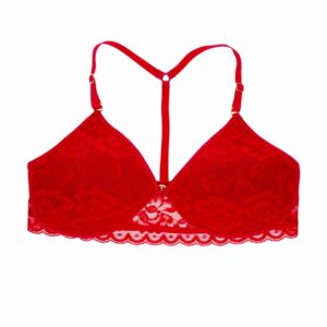 Brasier De Encaje Rojo Tiras En V BAMBOLOO