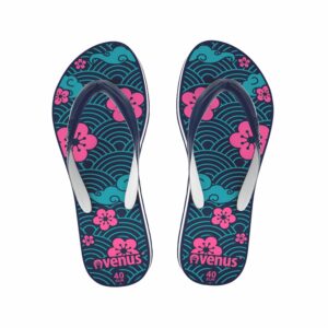 Zapatilla De Dama Con Tiras Diseño Geranio Azul Con Rosado VENUS