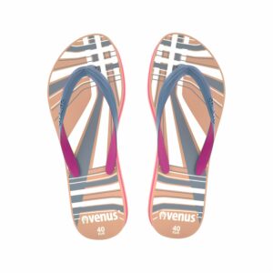 Zapatilla De Dama Con Tiras Diseño Senderos Azul Con Beige VENUS