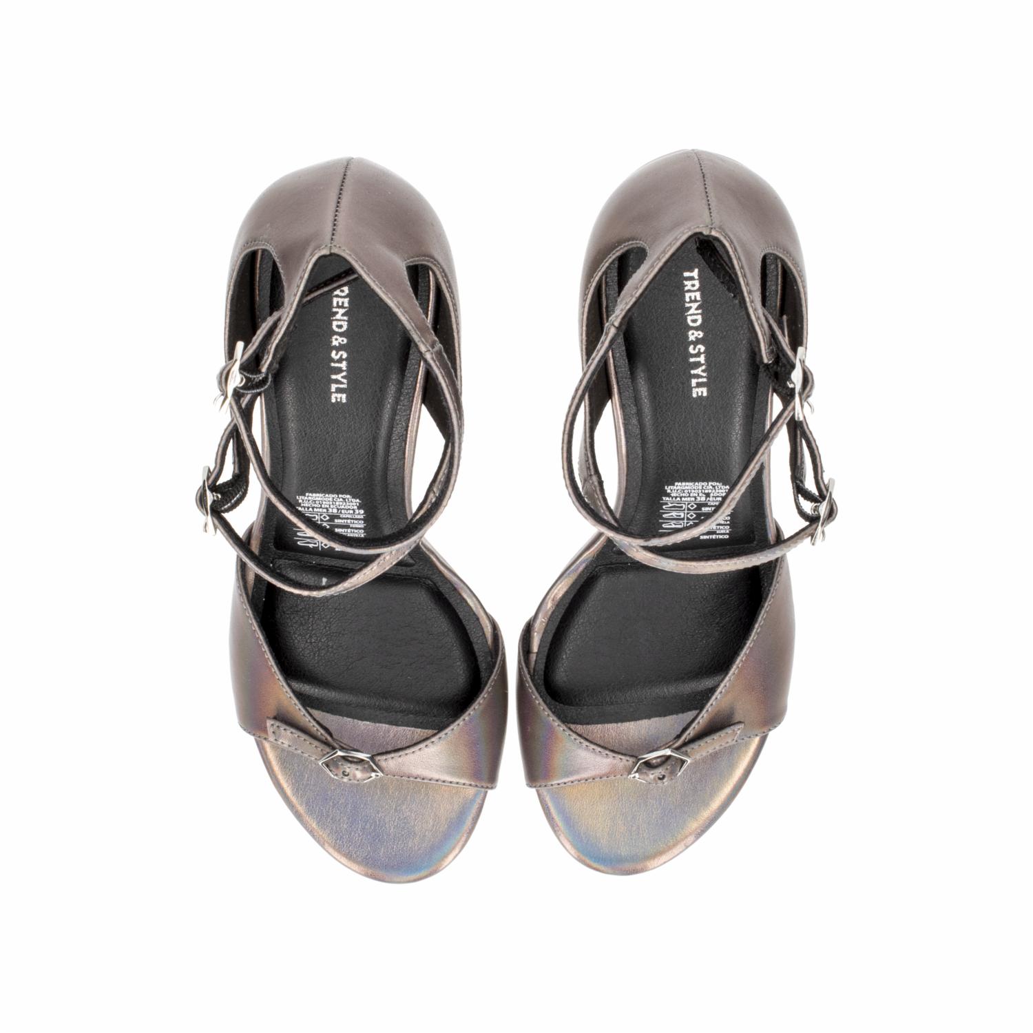 Sandalia De Taco Doble Hebilla Gris TREND & STYLE - Imagen 2