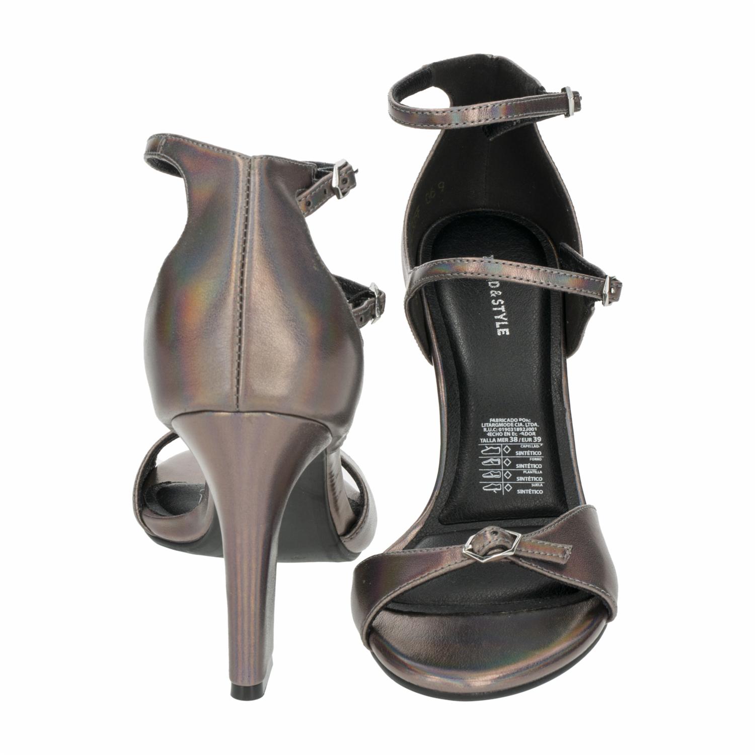 Sandalia De Taco Doble Hebilla Gris TREND & STYLE - Imagen 3