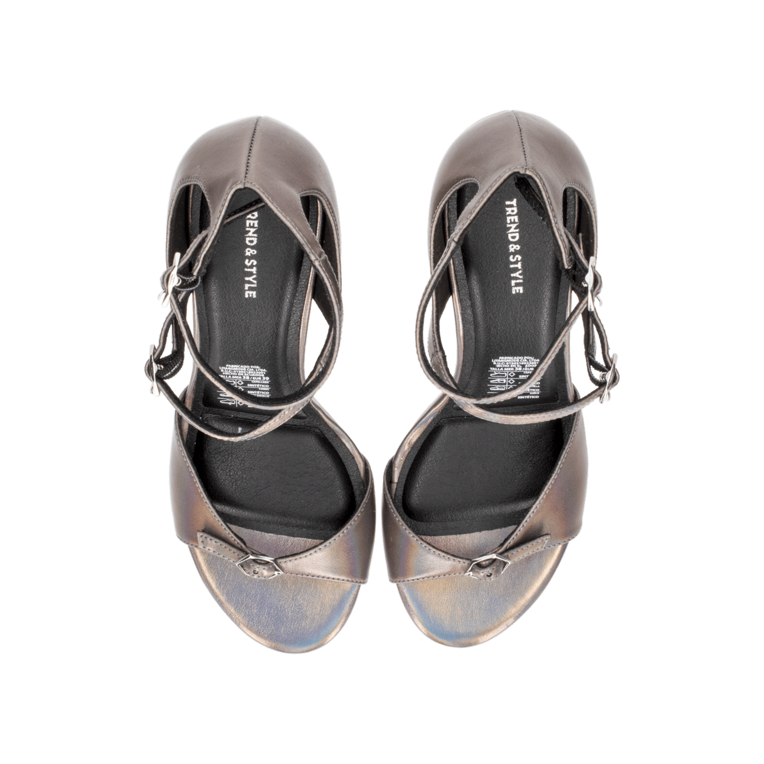 Sandalias De Taco Doble Hebilla Negra TREND & STYLE