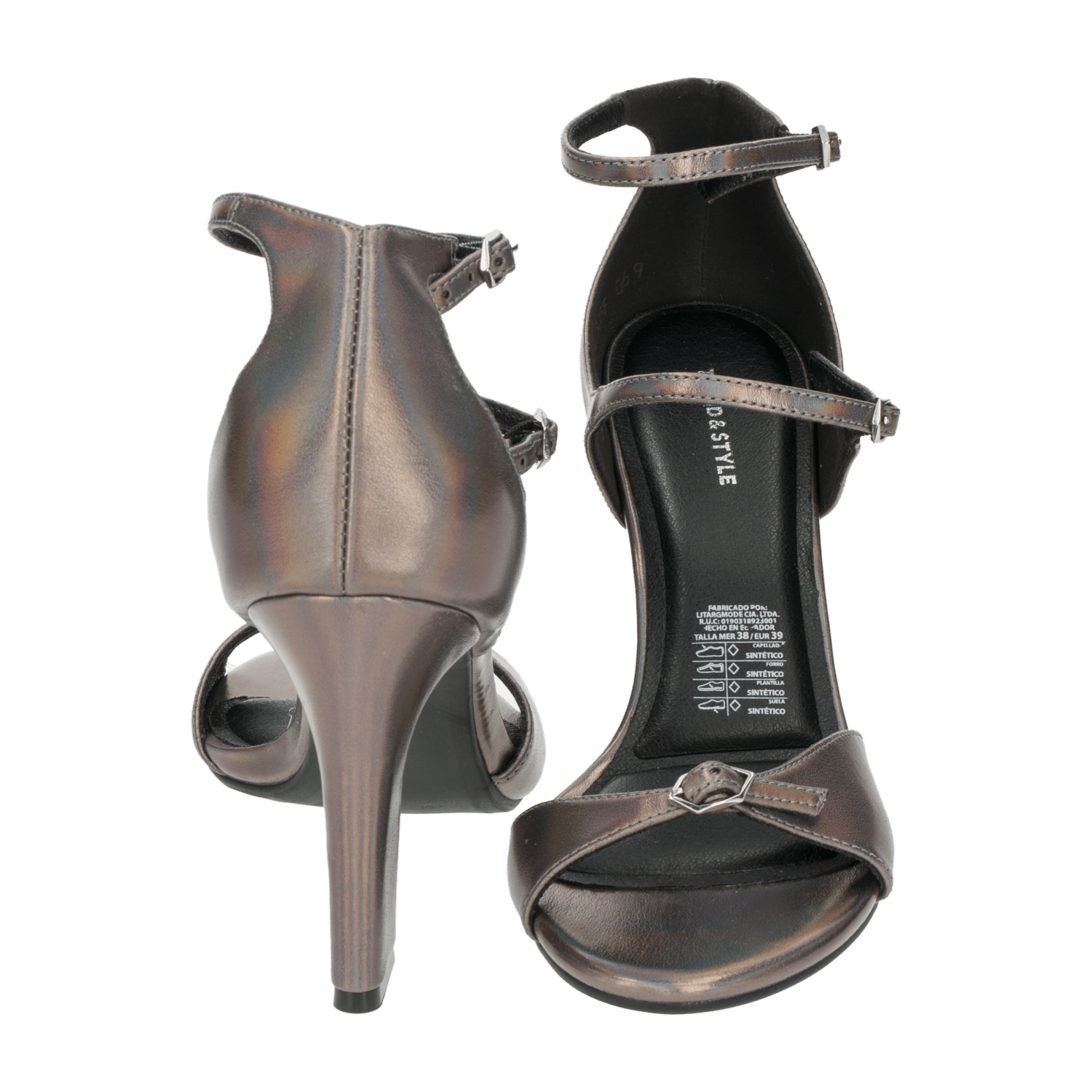 Sandalias De Taco Doble Hebilla Negra TREND & STYLE
