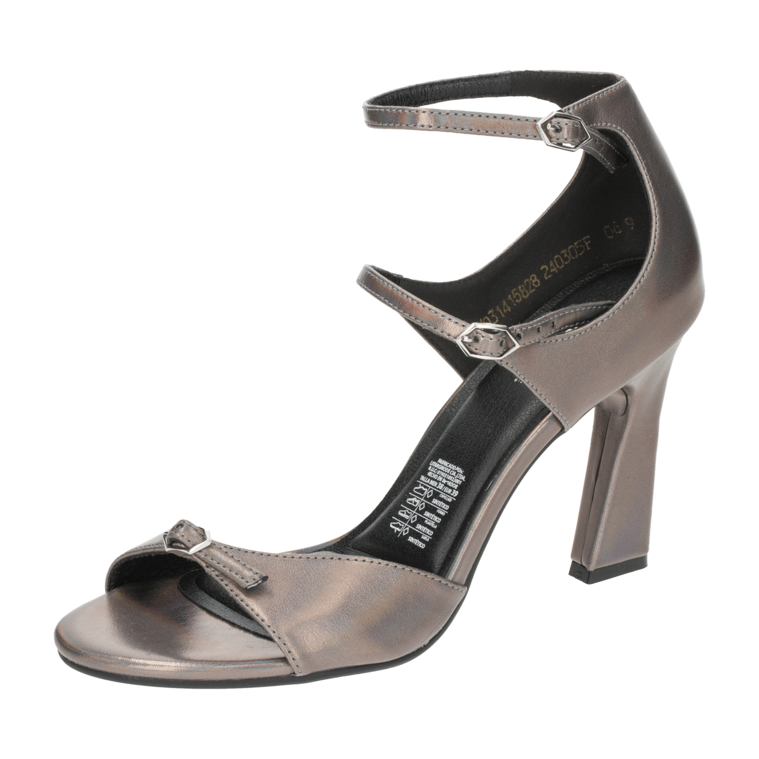 Sandalias De Taco Doble Hebilla Negra TREND & STYLE